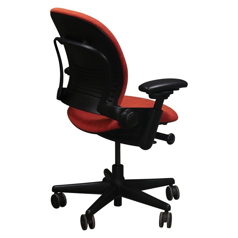 Steelcase Leap V1 Office Chair Orange Fabric Black Frame Adjustable Ergonomic gallery