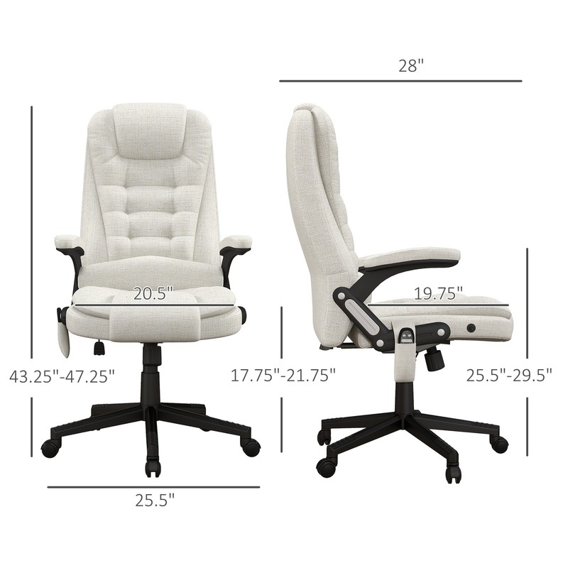 6 Point Vibrating Massage Office Desk Chair Executive with Heat Linen High Back gallery