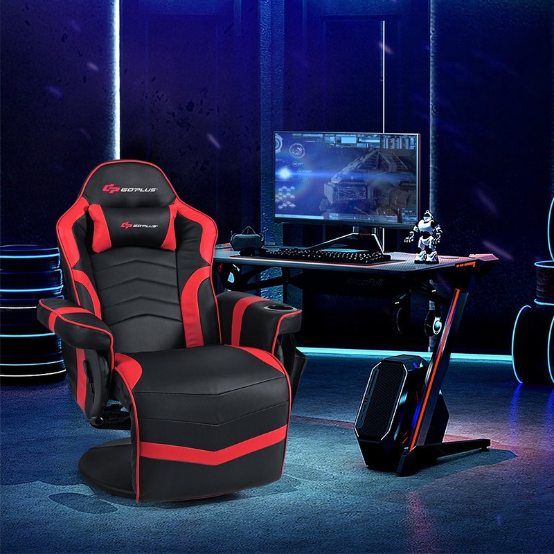 Massage Gaming Recliner Reclining Home Chair Swivel w/Cup Holder & Pillow Red gallery