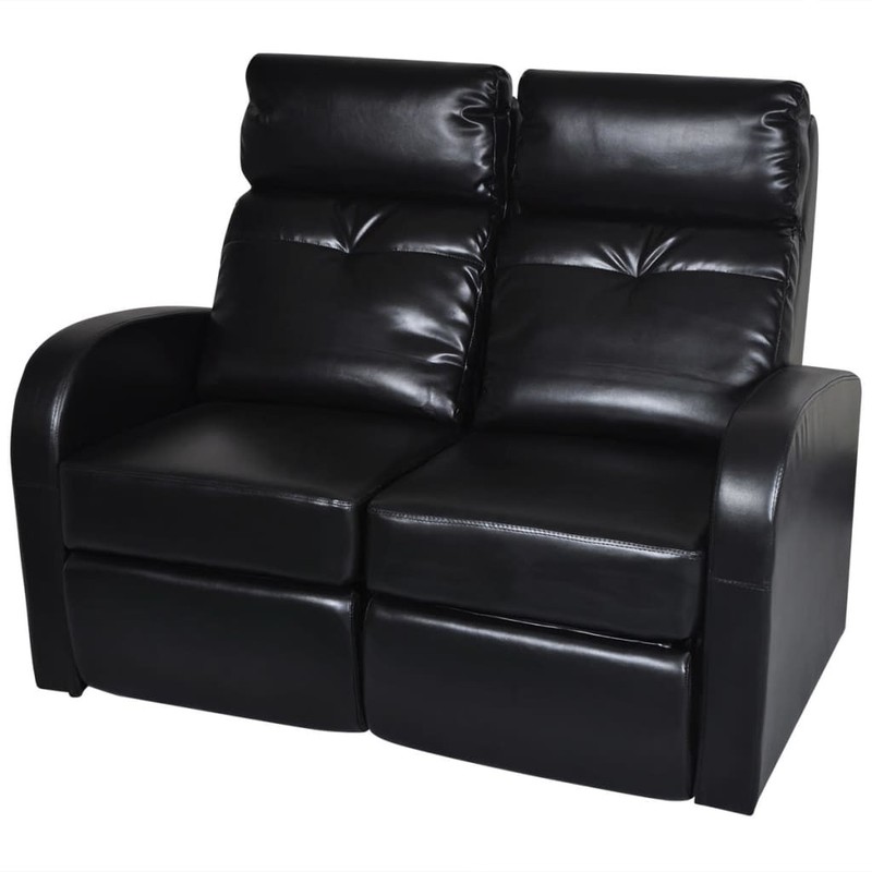 2-Seater Home Theater Recliner Sofa Loveseat Furniture Black Faux Leather vidaXL gallery