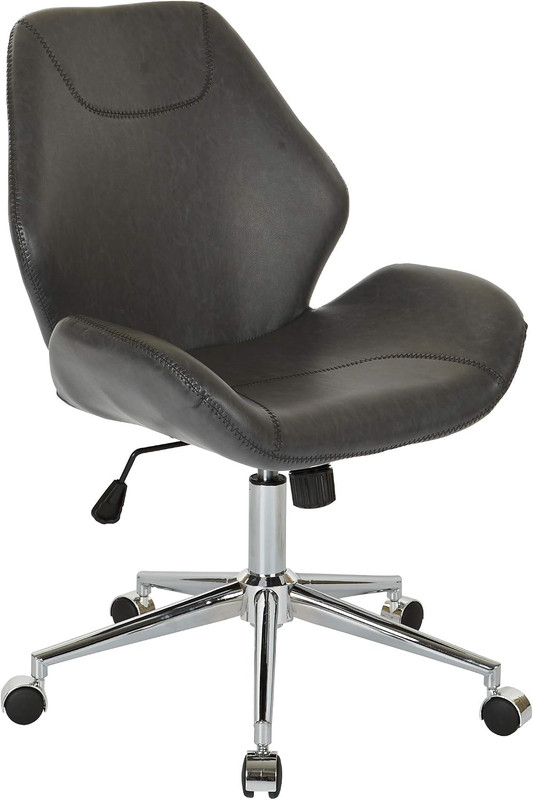 Adjustable Chatsworth Faux Leather Office Chair with Chrome Base, Black