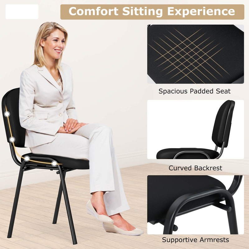 15 PCS Office Guest Chair Stackable Reception Chair Waiting Conference Room gallery