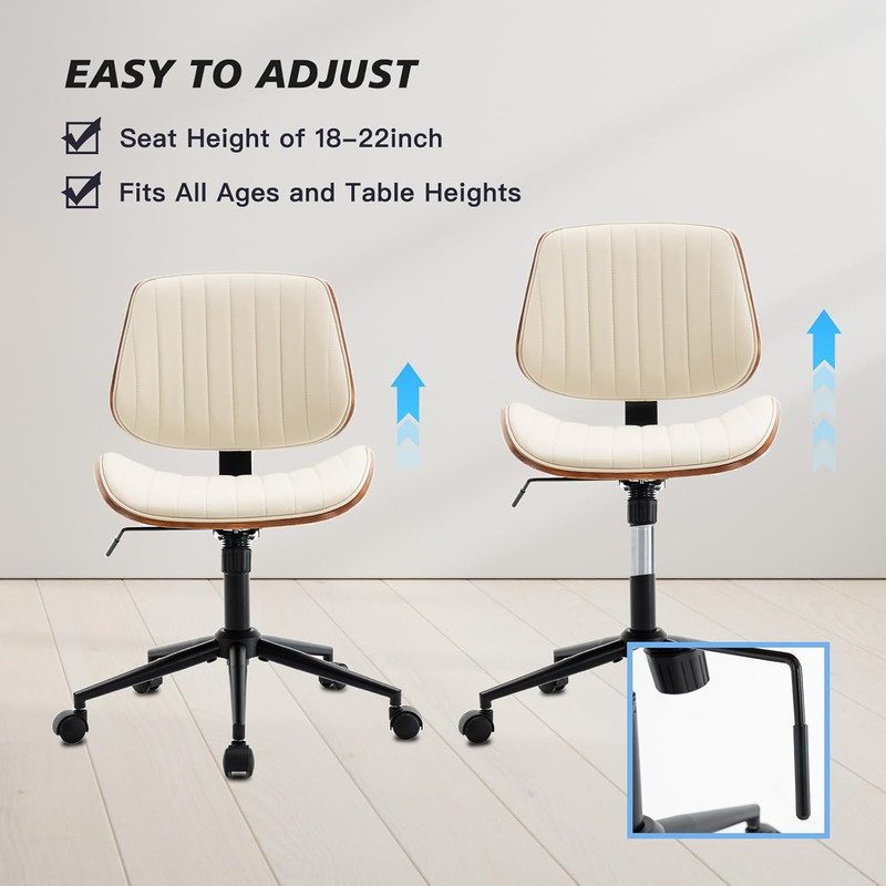 Ergonomic Armless Swivel Desk Chair with Adjustable Height and Modern Design - B gallery