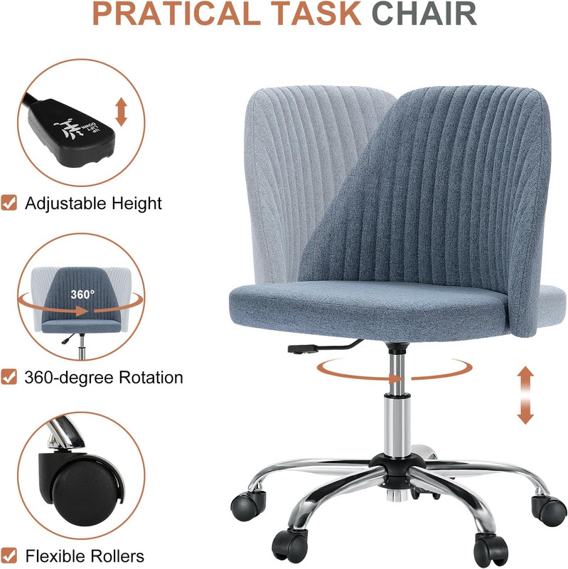 Office Chair, Comfy Desk Chair Rolling Vanity Swivel Task Chairs with Wheels, Wi gallery