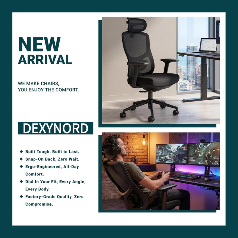 Ergonomic Office Chair with Quick-Plug Height Adjustable Backrest, 4D Armrests & gallery