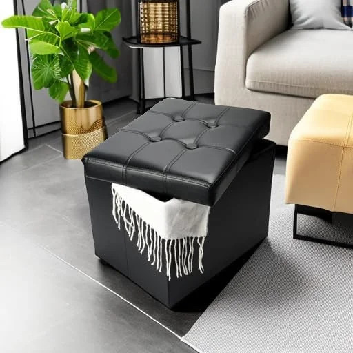 Storage Ottoman Folding Foot Rest Stool Leather Bench Small Coffee Table17x13x13 gallery