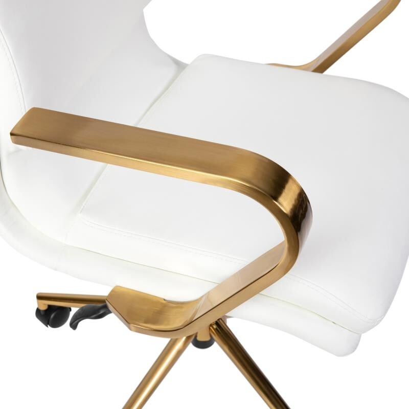 Mid-Back Designer Executive LeatherSoft Office Armchair with Brushed Gold Base gallery