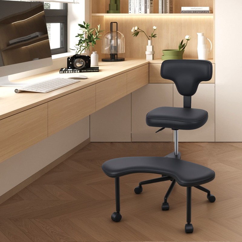 Active Sitting Ergonomic Cross Legged Chair Friendly 360° Swivel Faux Leather gallery