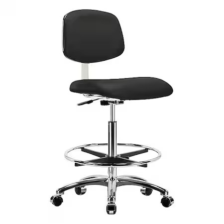 Clean Room Chair Ergonomic Chair, 25-3/4" To 35-1/2" Height, Vinyl, Black,
