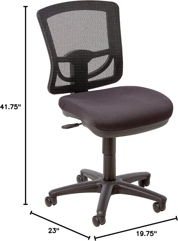 Armless Adjustable Office Task Chair with Breathable Mesh Back - Black gallery