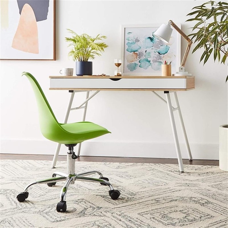 Scranton & Co Mod-Inspired Office Chair in Green – Chrome Base