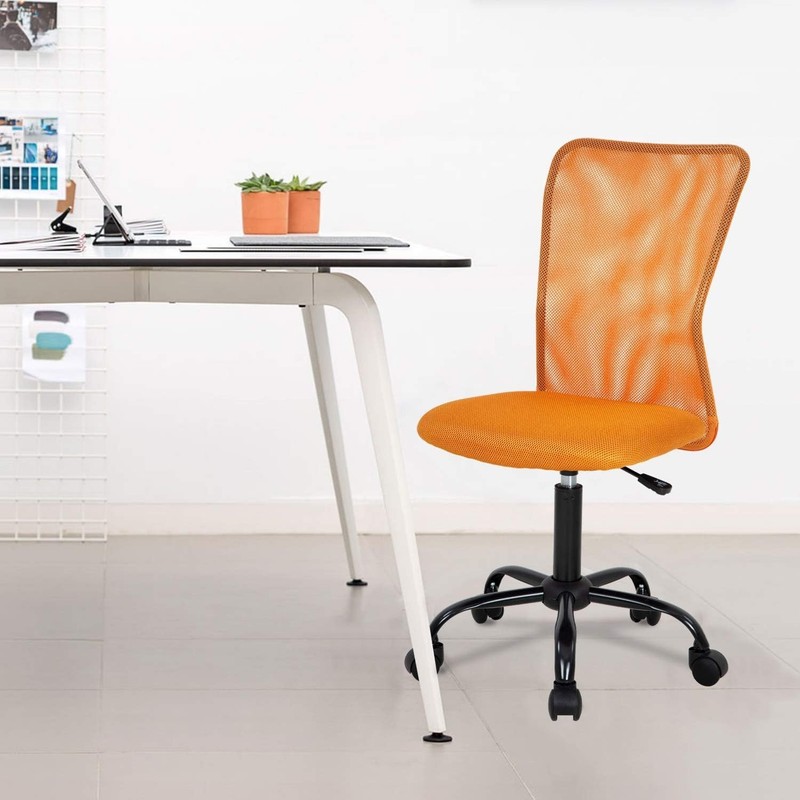 Stylish Armless Office Chair with Back Support, Orange gallery
