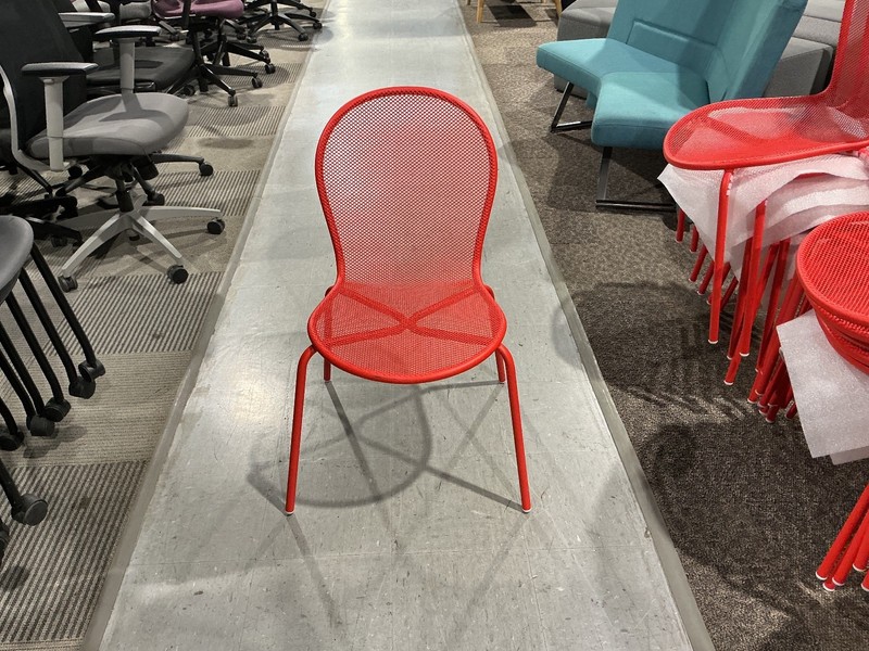lot of 18 Emu Ronda Stacking Outdoor Side Chair w/a Red Steel Mesh Seat & Back