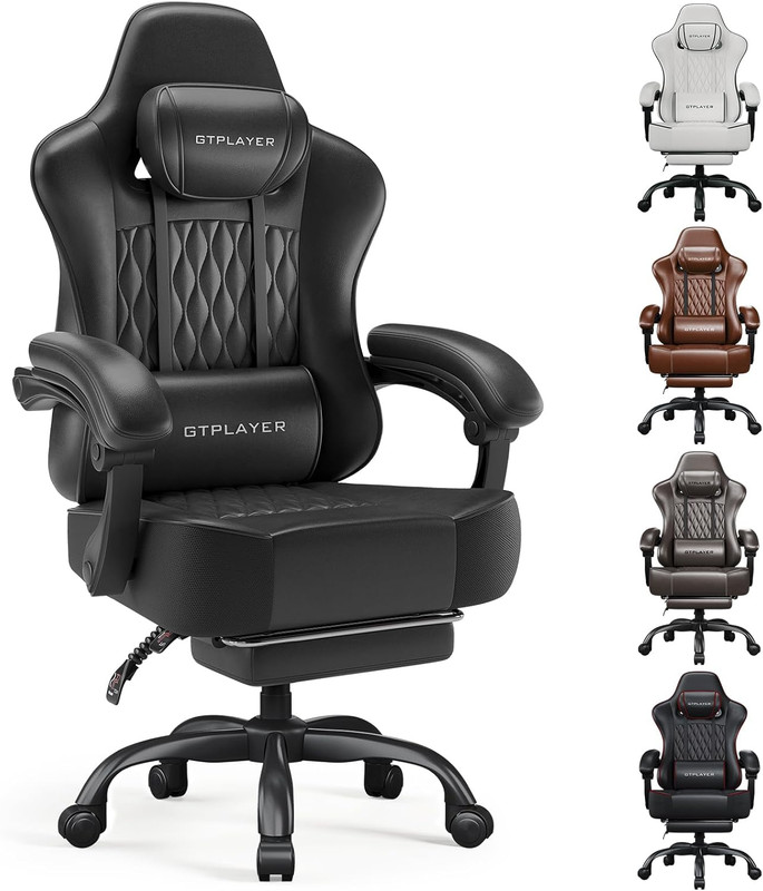 GTPLAYER Big and Tall Gaming Chair with Footrest, Ergonomic Office Desk Chair wi