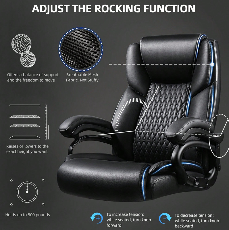 500lbs Heavy Duty big and tall leather office Chair Ergonomic executive wide 500 gallery