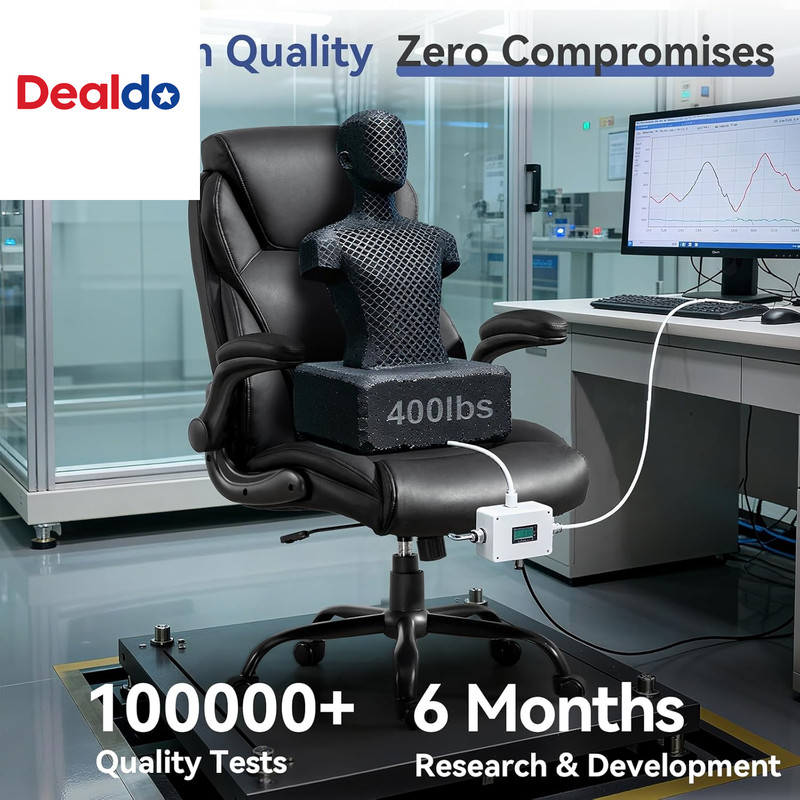 400LBS Big and Tall Office Chair, Heavy Duty Leather Executive Desk Chair with P gallery