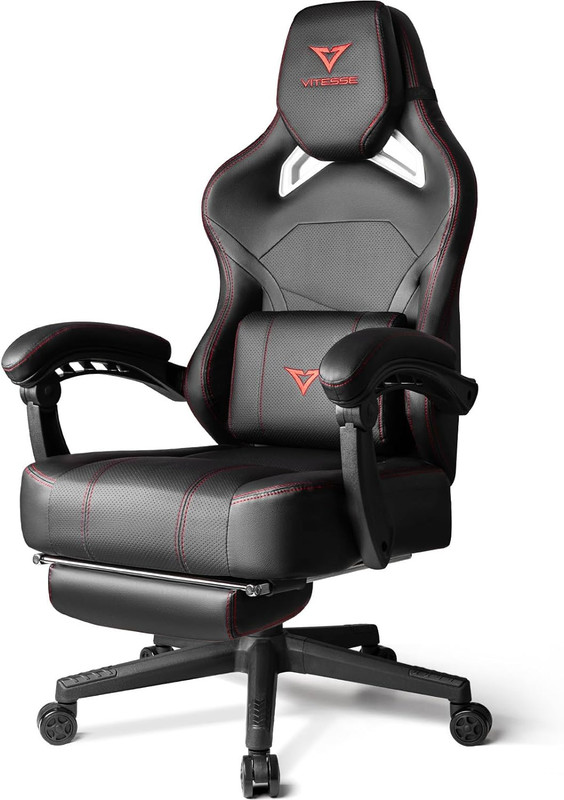 Big and Tall Gaming Chair 400lb Heavy Duty Footrest Oversized Lumbar support 400