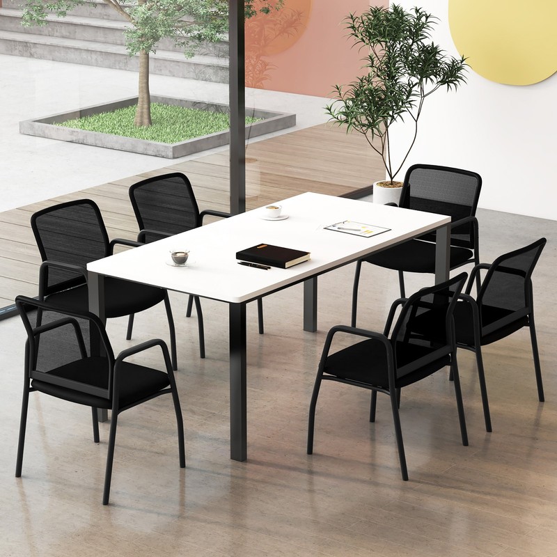Meeting Room Chair Set of 4 Waiting Room Chairs w/ Ergonomic Backrest & Armrests gallery