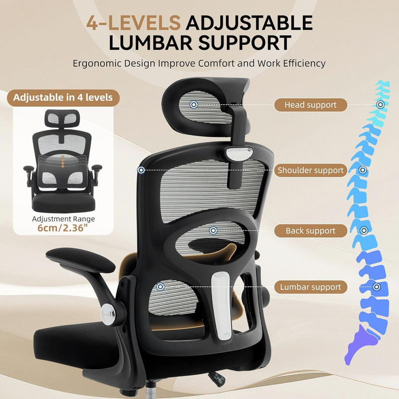 Ergonomic High Back Mesh Office Chair with Adjustable Headrest & Rolling Wheels gallery