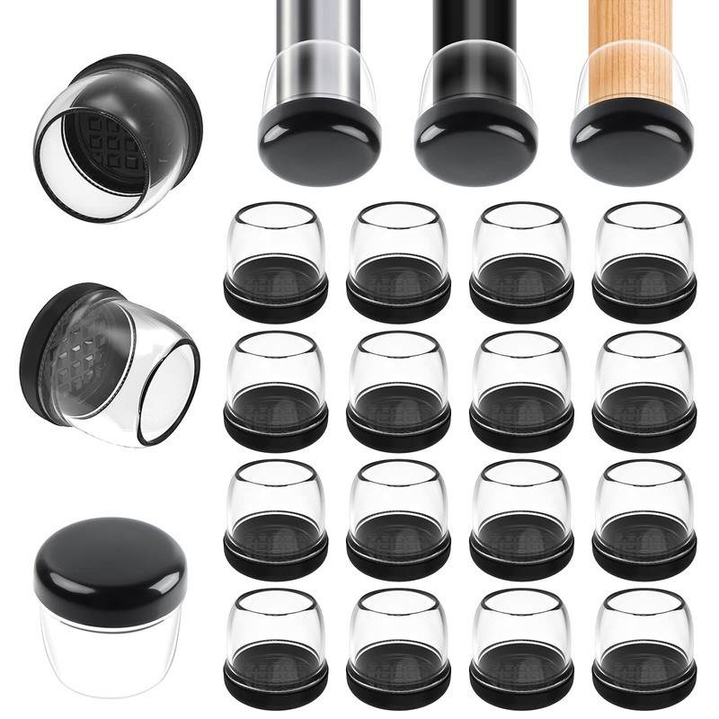 MAYZOLOP Chair Sliders for Carpeted Floors,16Pcs Fit: 1.2"-1.5", Round-clear