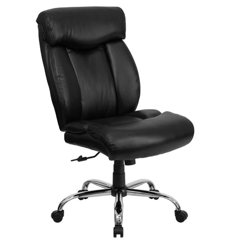 Pemberly Row Modern / Contemporary Leather Office Chair in Black