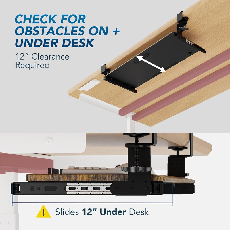Keyboard Tray Under Desk Pull Out with Extra Sturdy C Clamp Mount System, 32.... gallery