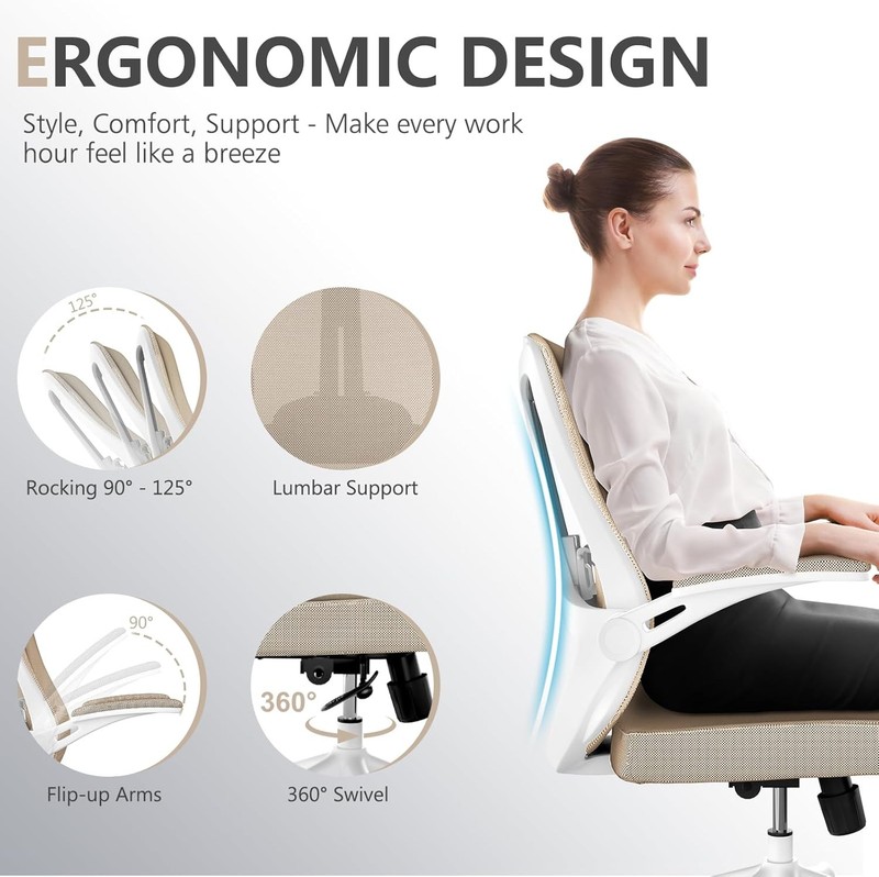 Ergonomic Office Chair High Back Mesh Desk Chair Khaki gallery