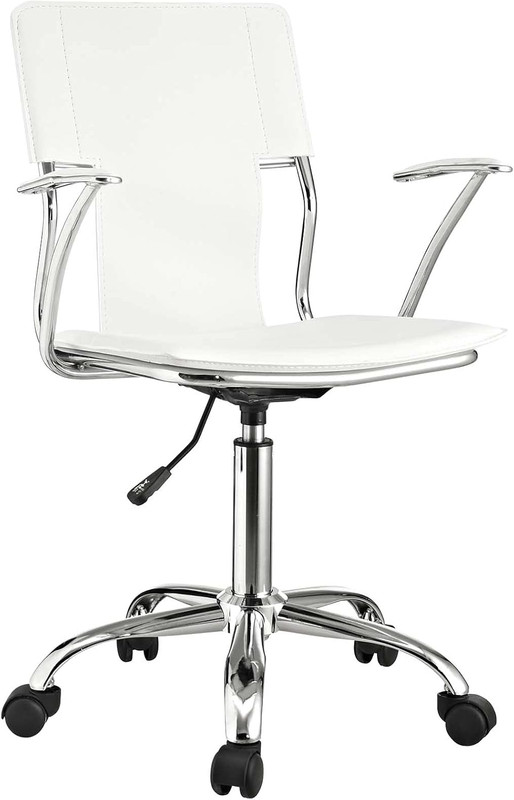 Chic White Faux Leather Swivel Office Chair for Stylish Workspaces