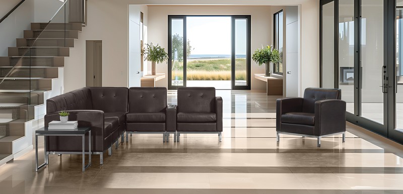 Wall Street Right Facing Armchair Espresso Faux Leather gallery