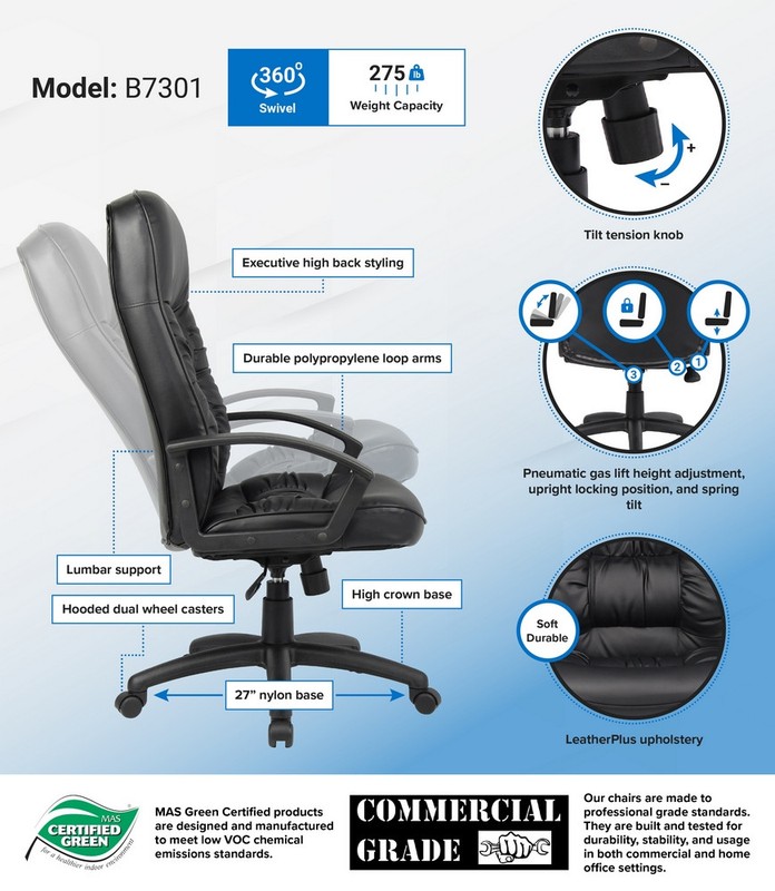 Boss High Back LeatherPlus Chair gallery