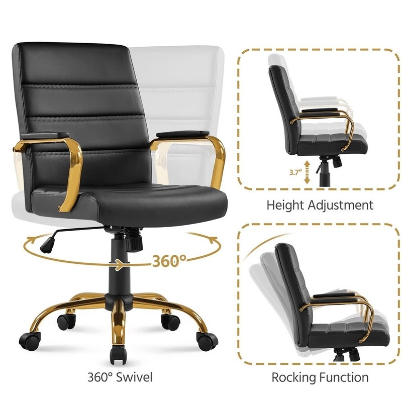 PU Leather Desk Chair Swivel Height Adjustable Office Computer Seat gallery