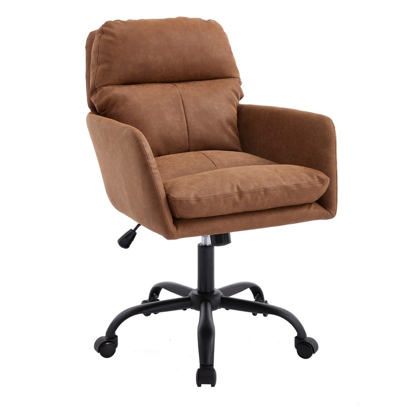 PU Leather Office Chair Adjustable Height Black Base Versatile