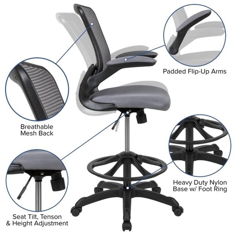 Flash Furniture Mesh Drafting Stool in Dark Gray gallery