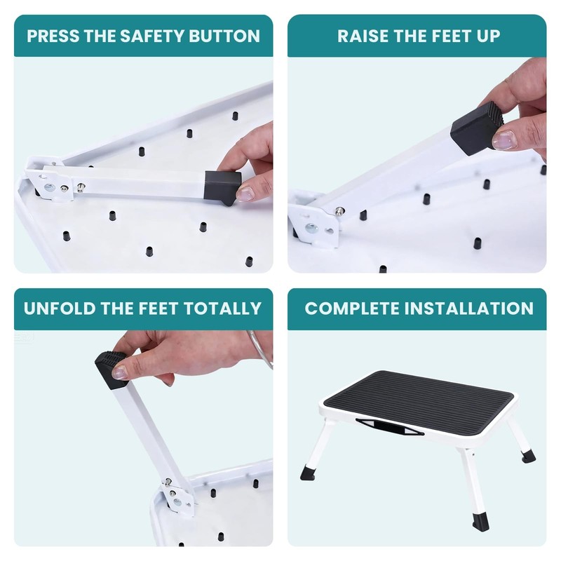 OLIXIS Foldable Step Stool with Non-Slip Platform & Rubber Pack of 1, Black gallery