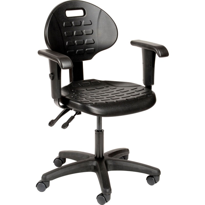 Interion Polyurethane Task Chair with Adjustable Arms Black