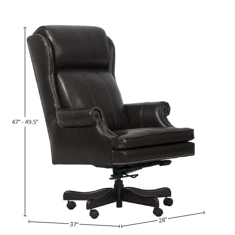 Parker Living 51" Transitional Leather Swivel Desk Chair in Pacific Brown gallery