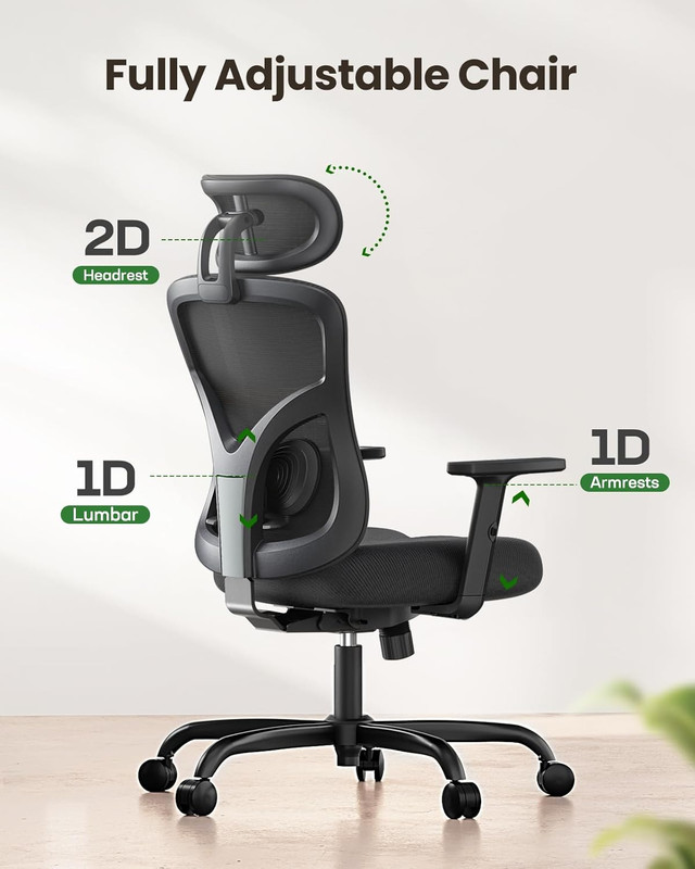 Ergonomic Office Chair Ergonomic Gaming Chair with Lumbar Support, 2D Headrest, gallery