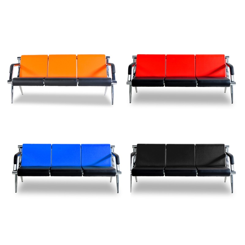 3 Seat Office Visitor Guest Sofa Reception Chair Waiting Room Bench PU Leather gallery