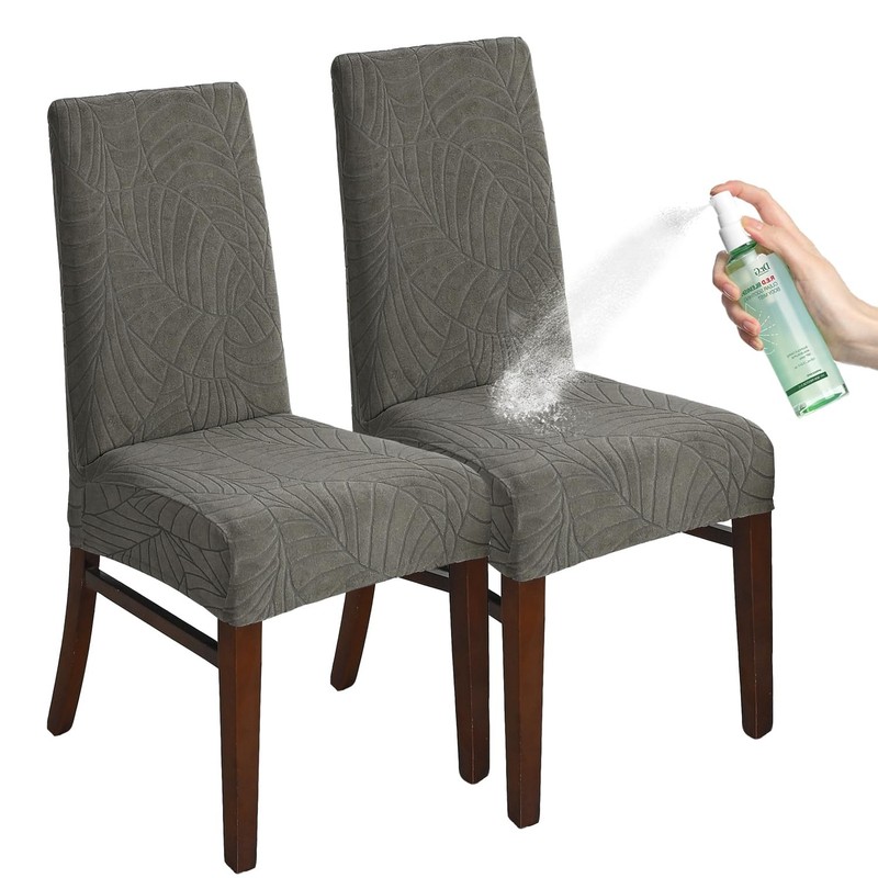 KELUINA Chair Covers for Dining Room Set of 2/4/6, 2 Pieces, Light Grey
