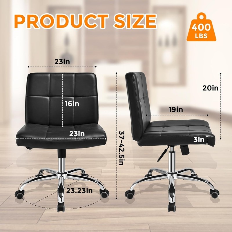 Comfortable PU Leather Desk Chair - Space-Saving Design for Home & Office gallery