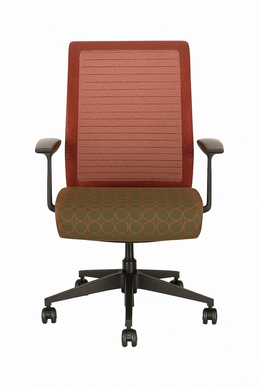 Steelcase Think Red Back Brown Patterned Base