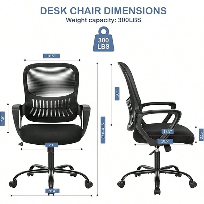 Office Ergonomic Desk Chair, Mesh Comfy Computer Work Chair With Armrests -FGQA gallery