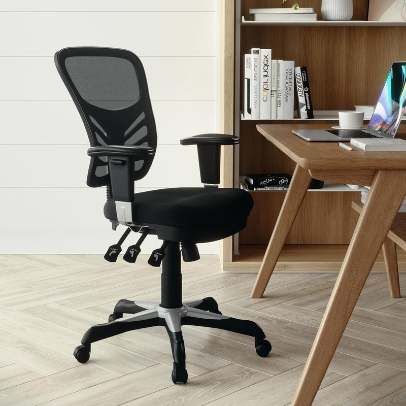 Nicholas Mid-Back Swivel Desk Chair with Wheels, Mesh Back, Padded Seat, and Arm gallery