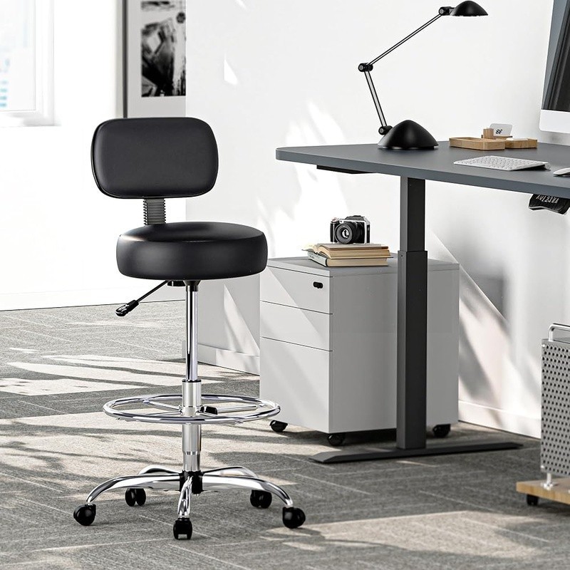 Adjustable Drafting Chair Ergonomic Rolling Stool High Back Office Seat New gallery