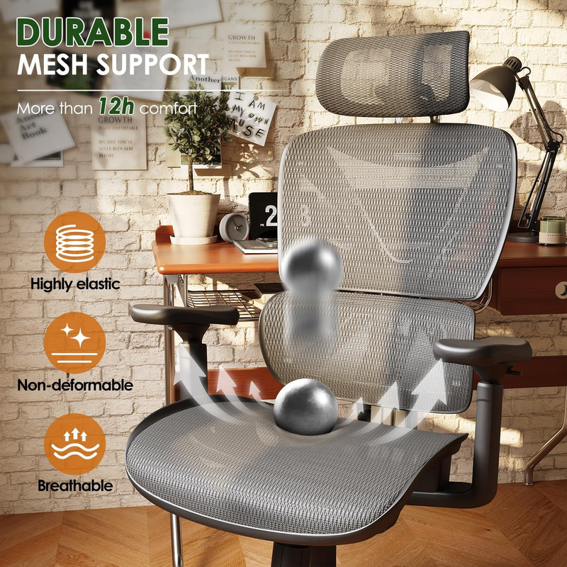 Ergonomic Office Chair, Big and Tall Mesh Chair with Lumbar Support, 3D Armrest gallery
