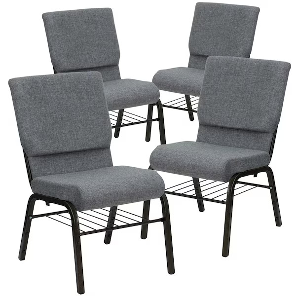 Flash Furniture Gray Fabric Church Chair,PK4 4-XU-CH-60096-BEIJING-GY-BAS-GG