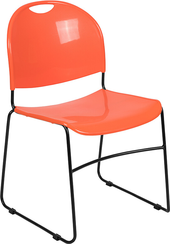 Heavy Duty Orange Stack Office Chair with Sled Metal Base – Waiting Room Chair