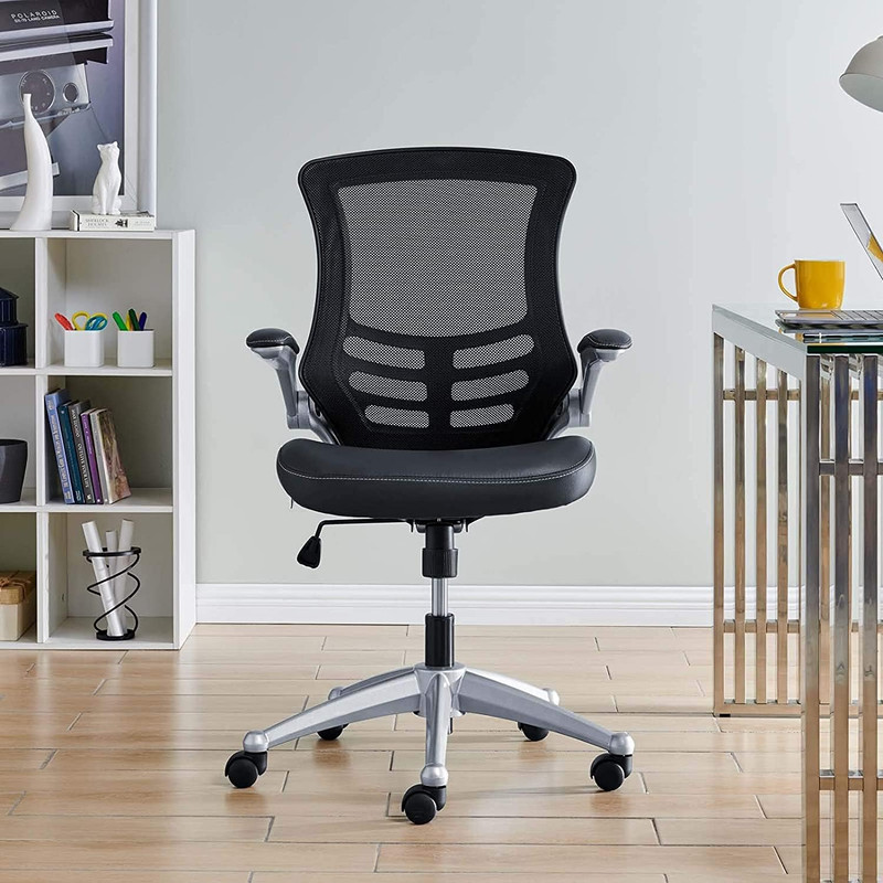 Attainment Mesh Back and Vinyl Seat Modern Office Chair in Black gallery