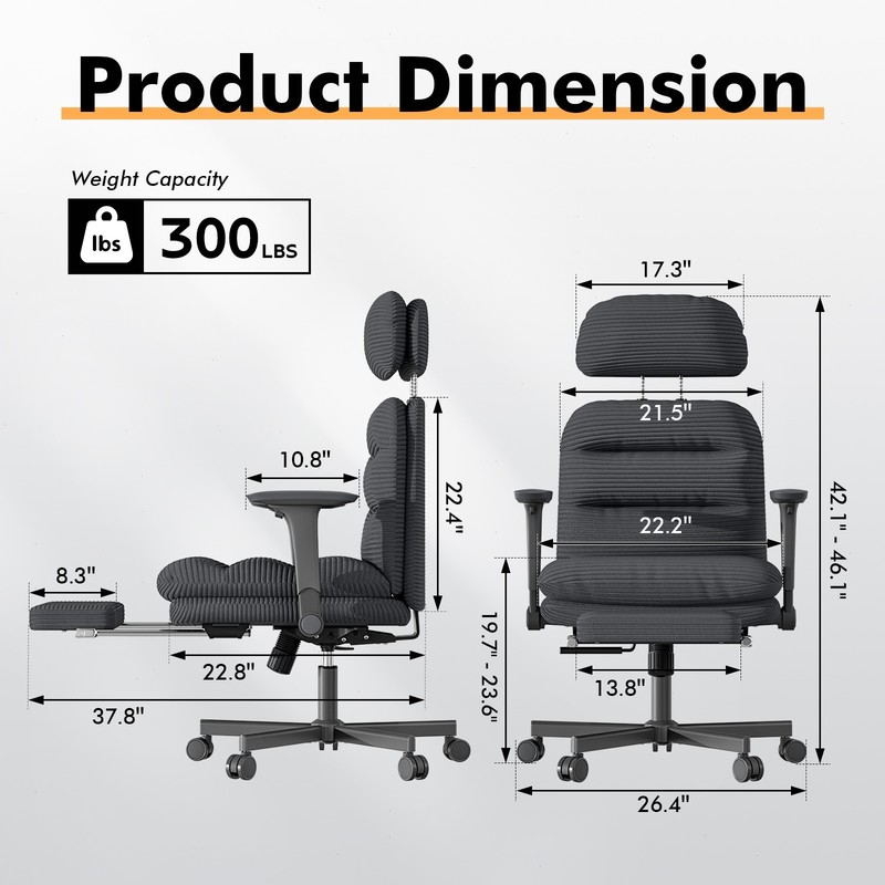 Criss Cross Office Chair G800 Plus Flip Up Arms Corduroy with Foot Rest Pillow gallery