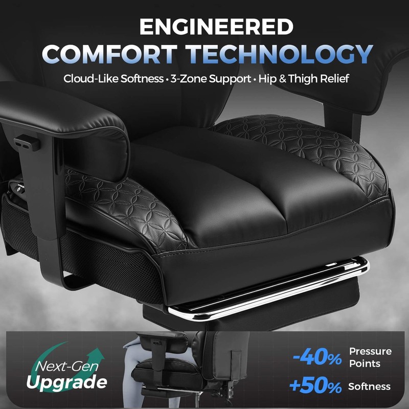 GTPLAYER Big and Tall Gaming Chair 400lbs Heavy Duty Office Chair with Footre... gallery